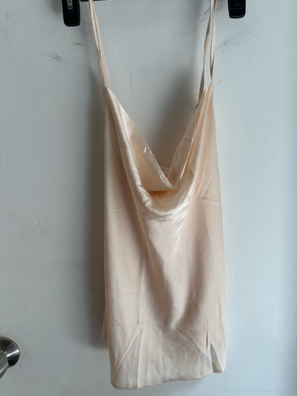 NWT Aoulaydo Satin Cowl Neck Cami Top Women Size M Champagne Sleeveless Tank